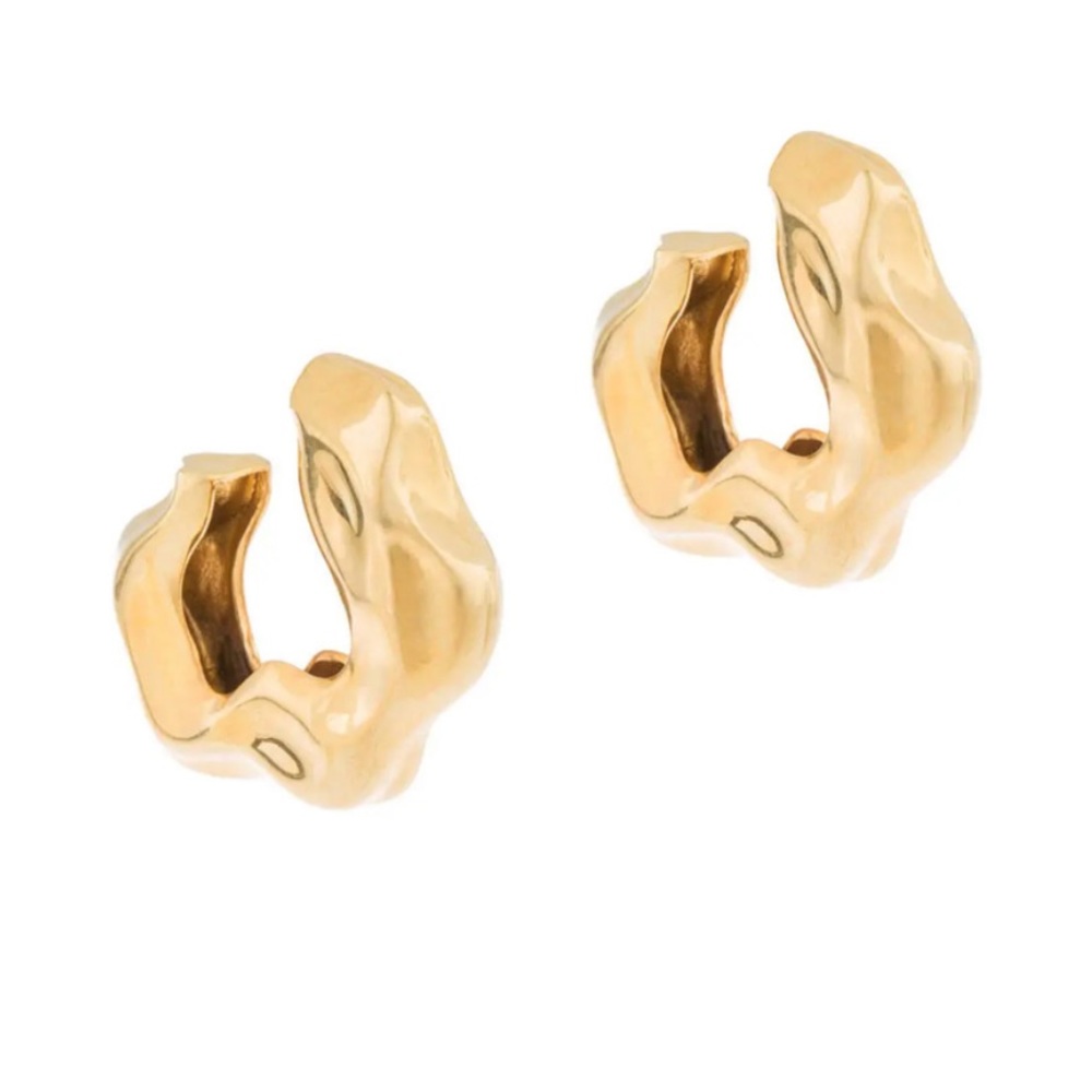 Joanna Laura Constantine Feminine Waves Hoop Earrings Gold Plate Molten $215